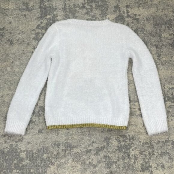 New Margaux and Lexi Sequin Unicorn Eyelash Sweater Christmas Soft White Pink L - Picture 10 of 12